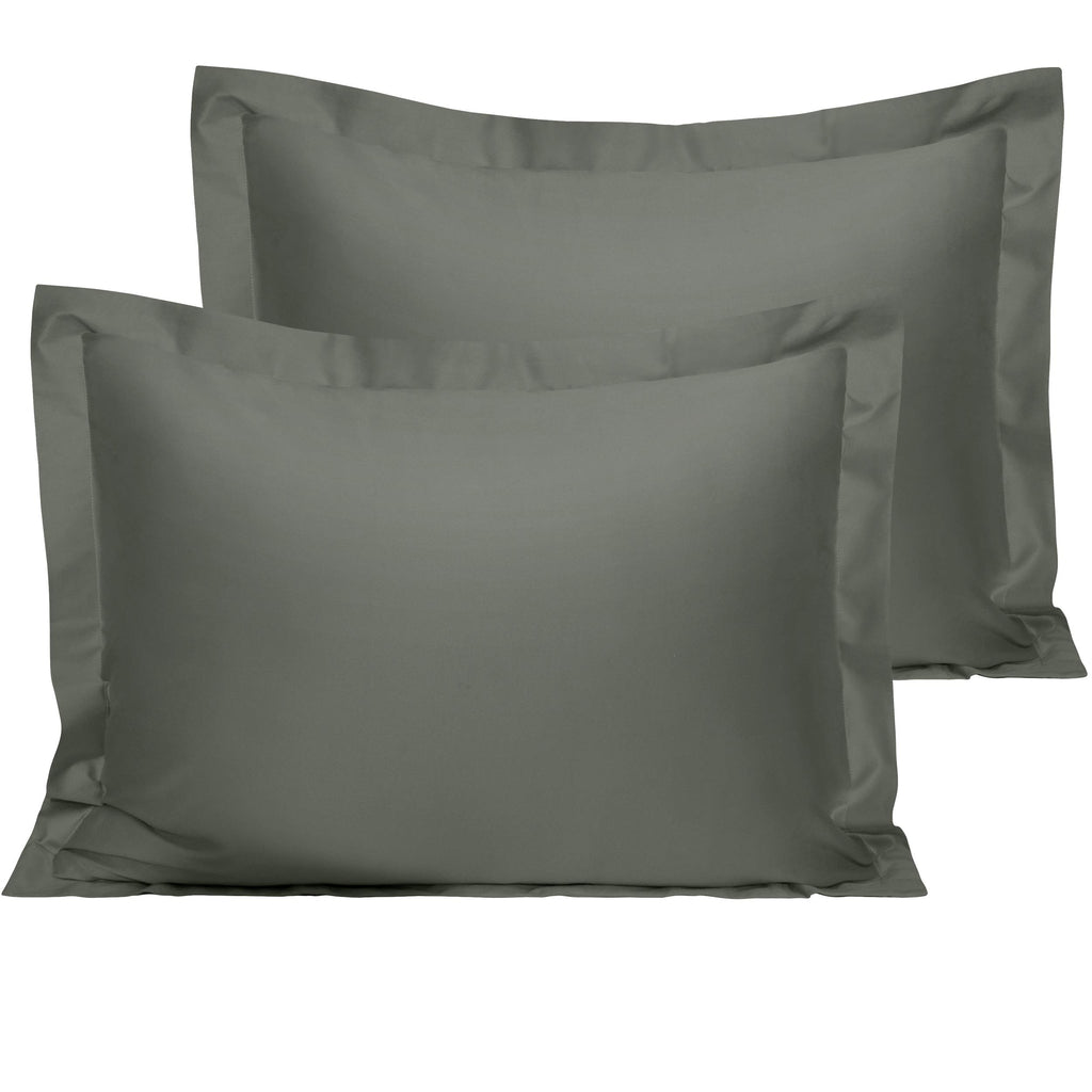 Ntbay 2 Pack 500 Thread Count 100% Egyptian Cotton Standard Pillow Shams, Super Soft And Breathable Oxford Pillowcases For Bed, 20X26 Inches, Dark Grey