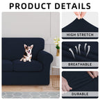 Issuntex 4 Pieces High Stretch Thicken Couch Covers, Soft Sofa Slipcover For 3 Separate Cushion Couch, Jacquard Fabric Elastic S