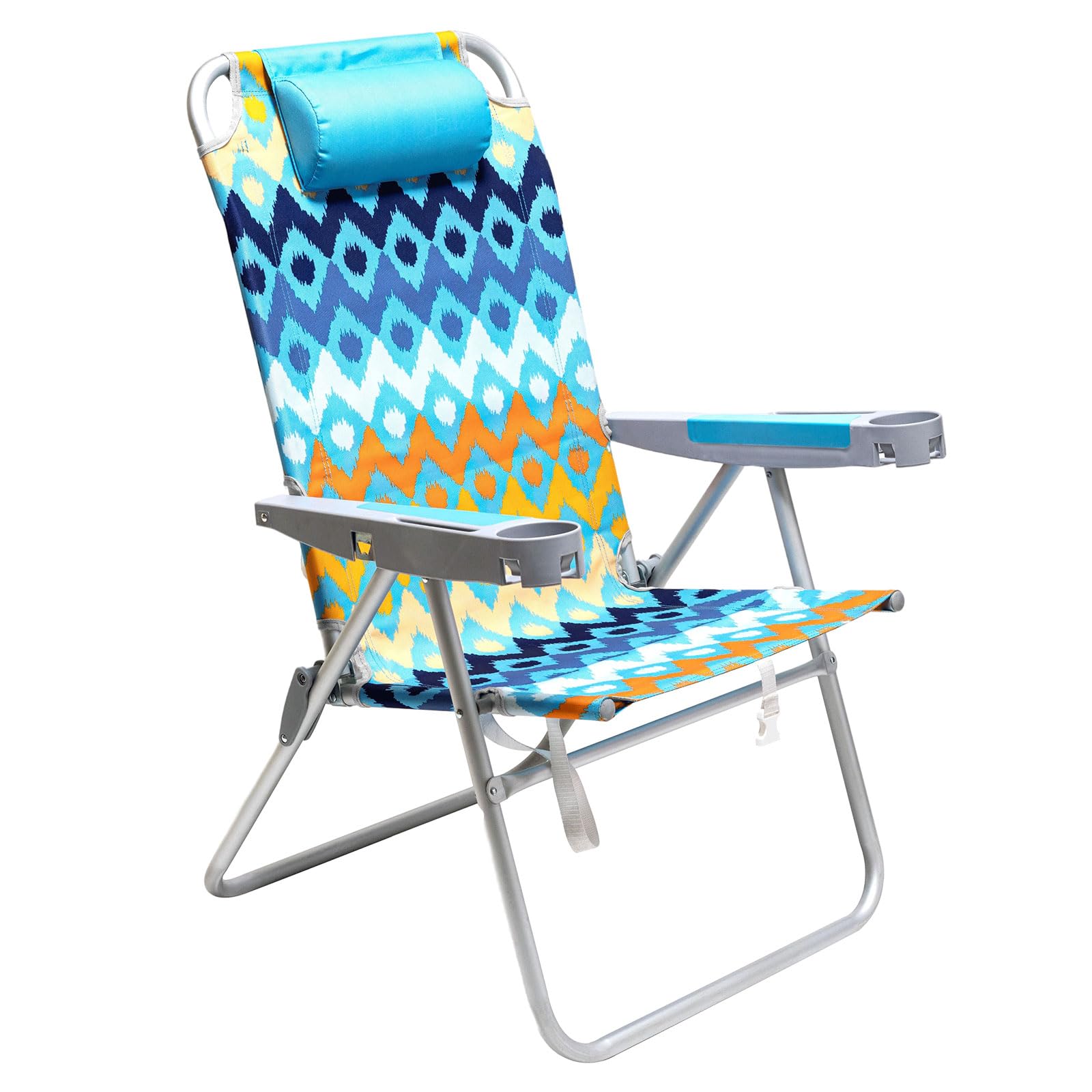 SUNNYFEEL Extra Wide 28 Folding Beach Chair 5 Position Lay Flat, Portable 17 Tall Camping Chair with Cup Holder for Outdoor/Lawn