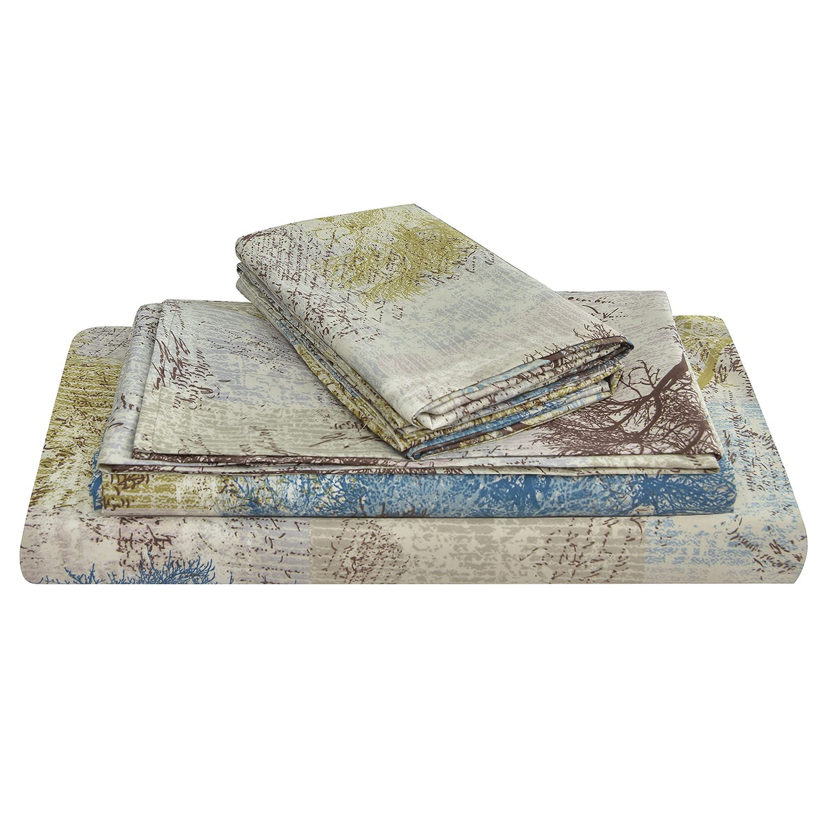 Jsd Rustic Print Sheet Set Cal King, 4 Piece Tree Pattern Soft Microfiber Bedding Sheets Extra Deep Pocket
