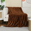 Jiahannha Flannel Fleece Blanket Throw Size(50 By 60 Inches),Brown Throw Blanket For Couch Sofa Bed 280Gsm,Super Soft Plush Cozy