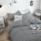 Karever White&Black Stripes Comforter Set Full Women Bedding Set Soft Durable White Striated Bedding Set Black Stripes Ticking Q