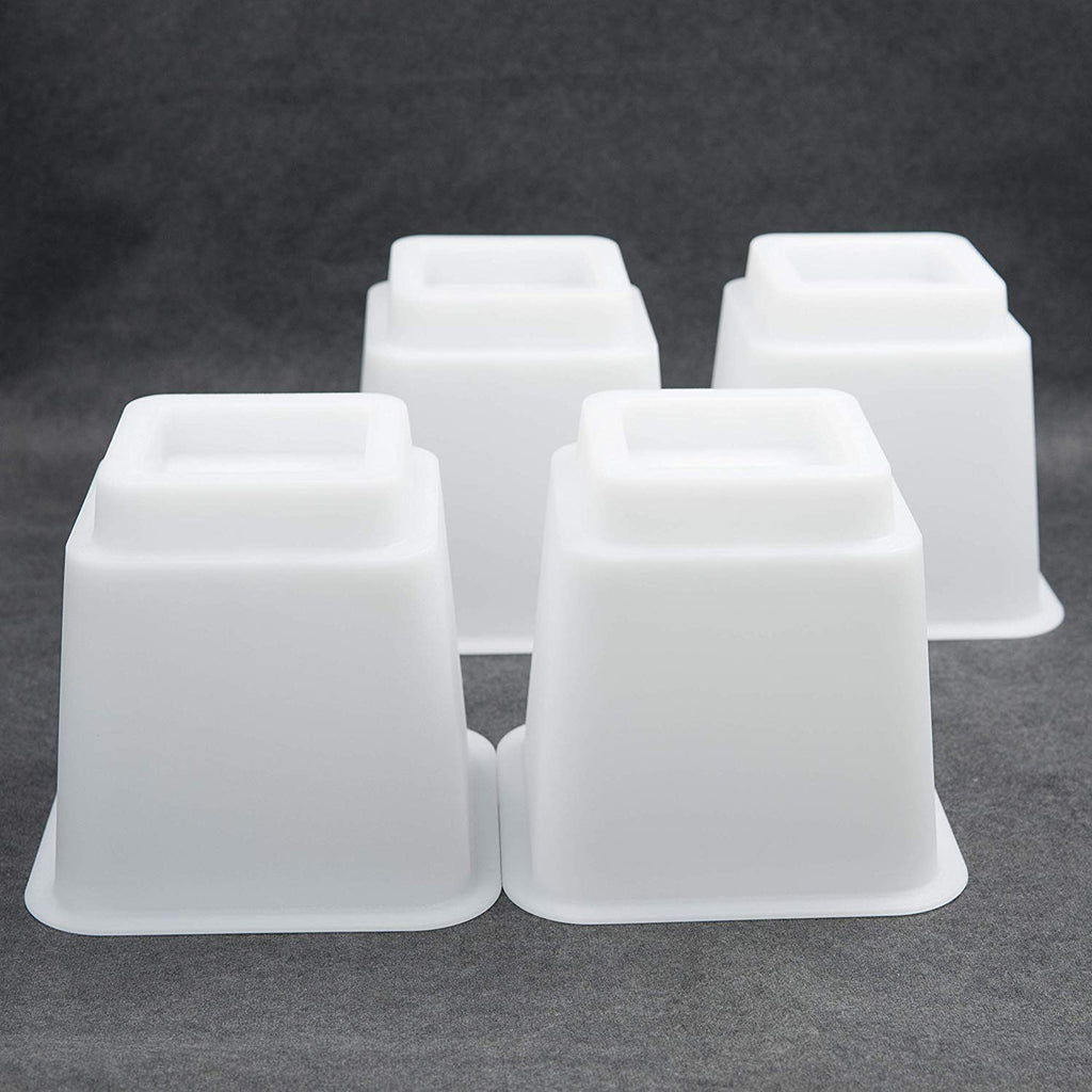 HomeRoots Adjustable Bed Furniture Risers, Heavy Duty Plastic 3', 5' or 8' White Risers for for Bed and Sofa - Set of 4 - Holds up to 1300LB