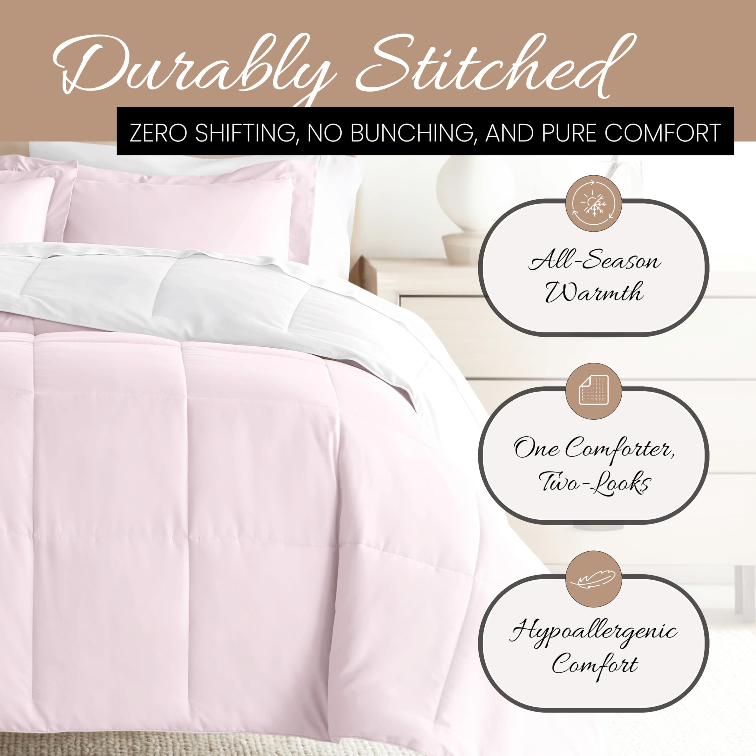 Linen Market Reversible Queen Comforter Set (3 Piece) - Bring Luxury Home With Our Soft And Lightweight Down Alternative Comfort