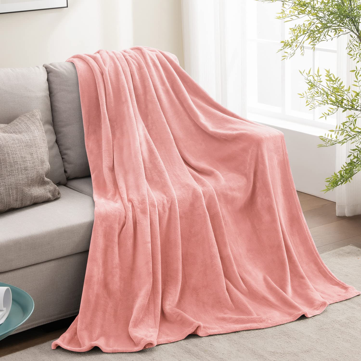 Bedelite Fleece Blanket Twin Size Pink Throw Blankets For Couch & Bed, Luxury Plush Cozy Fuzzy Blanket 60X80 Inches, Super Soft