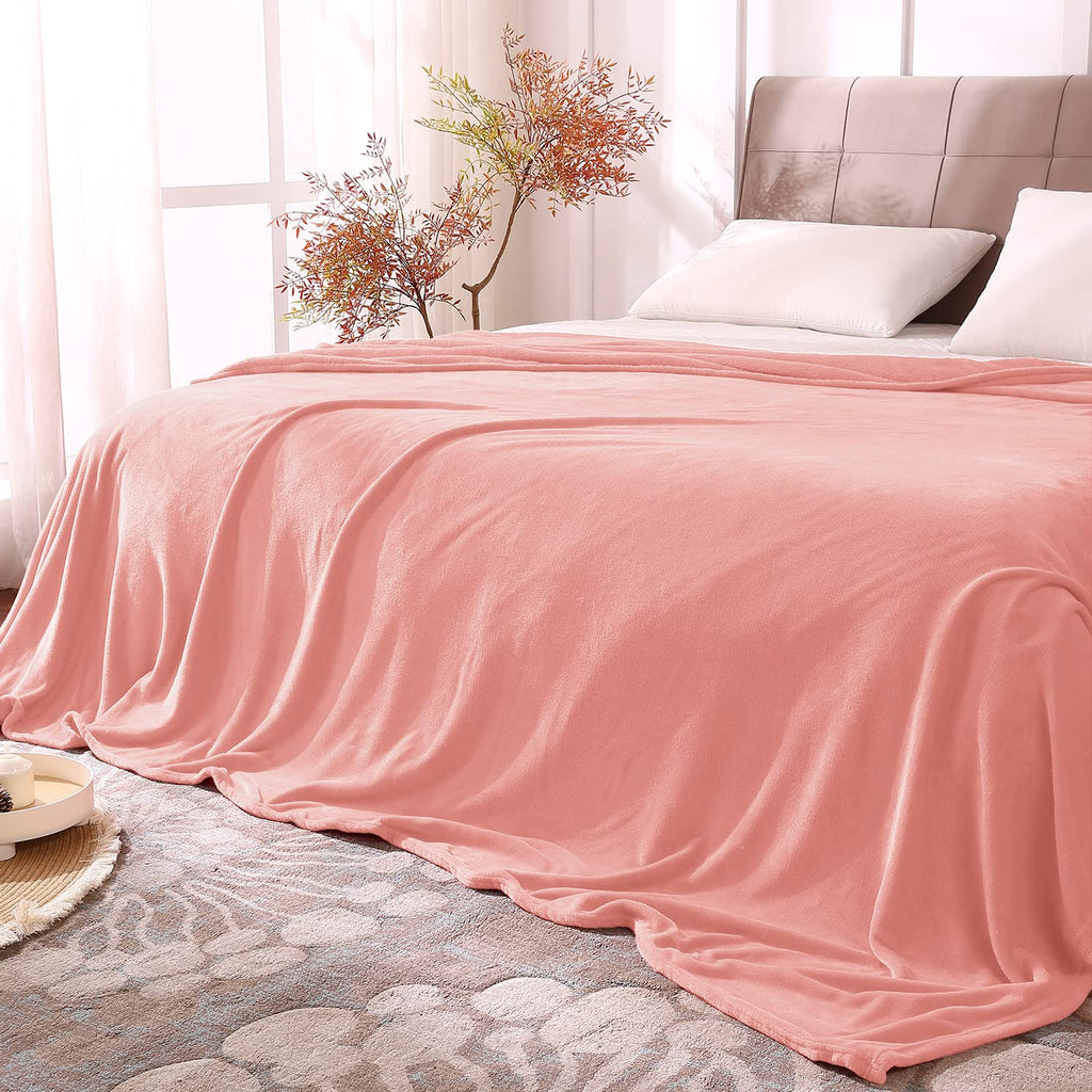 Bedelite Fleece Blankets Queen Size Pink Throw Blankets For Bed, Luxury Plush Cozy Fuzzy Blanket 90X90 Inches, Super Soft Warm L