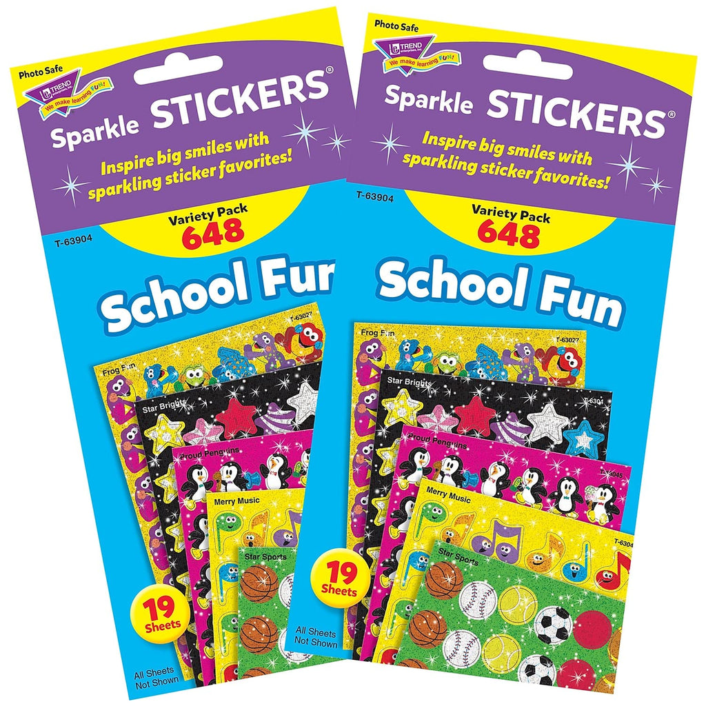Trend Enterprises T-63904-2 Sparkle Stickers School Fun - Pack Of 2