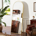 VooBang 21 x 64 inch Arched Full Length Mirror, Gold Arch Floor Mirror Full Length with Stand, Full Body Standing Mirror for Liv