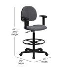 Flash Furniture Bruce Gray Fabric Drafting Chair with Adjustable Arms (Cylinders: 22.5''-27''H or 26''-30.5''H)