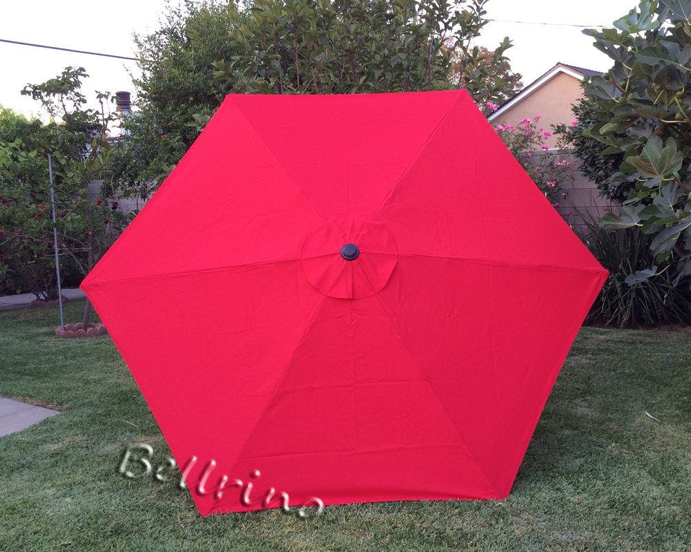 Bellrino Decor Replacement Red ' Strong & Thick ' Umbrella Canopy For 9Ft 6 Ribs Bright Red (Canopy Only)