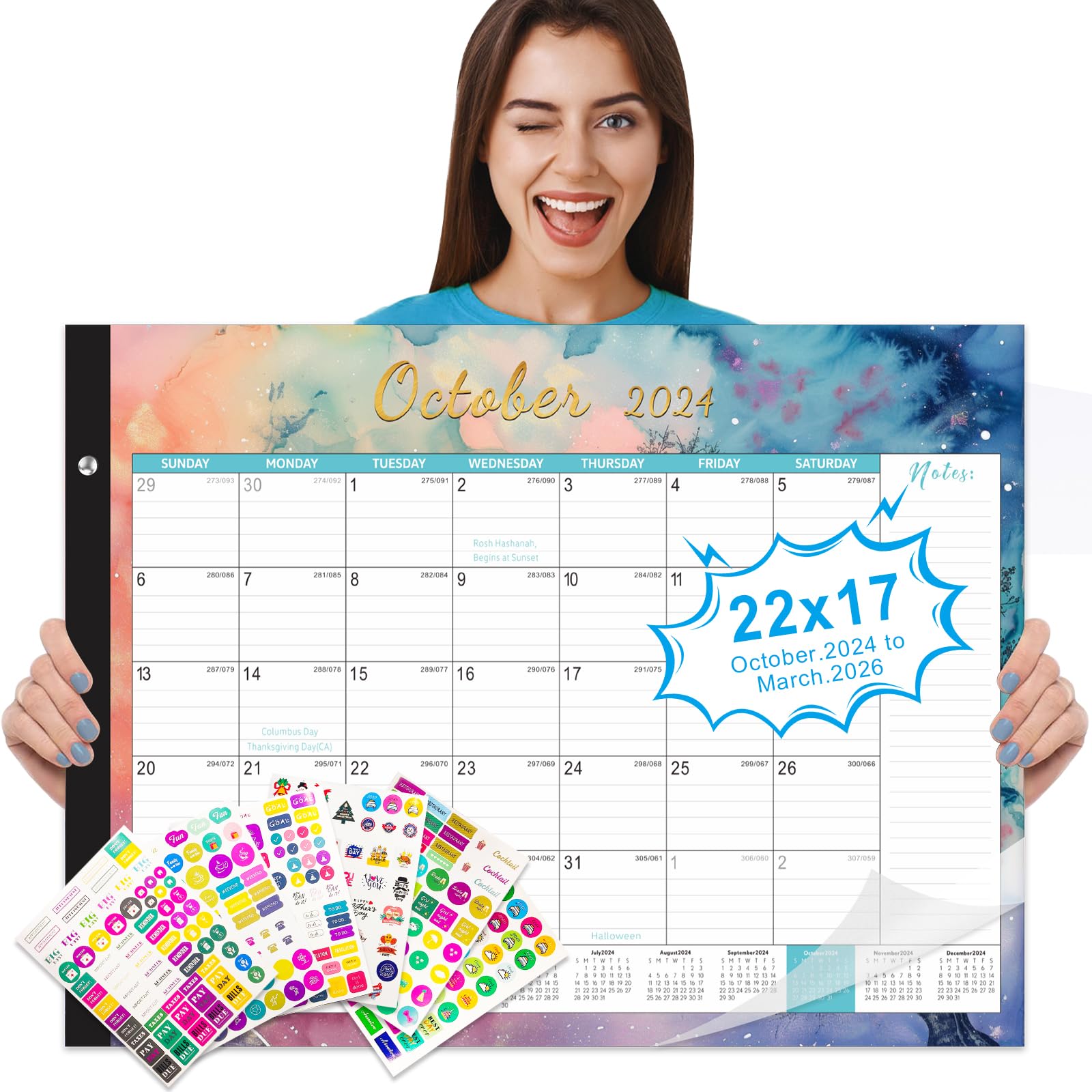 Gannyfer Large Desk Calendar 2024-2025 - 18 Months From Oct 2024 To Mar 2026, 22 ' X 17 ' Desk Pad Calendar With To-Do List, T