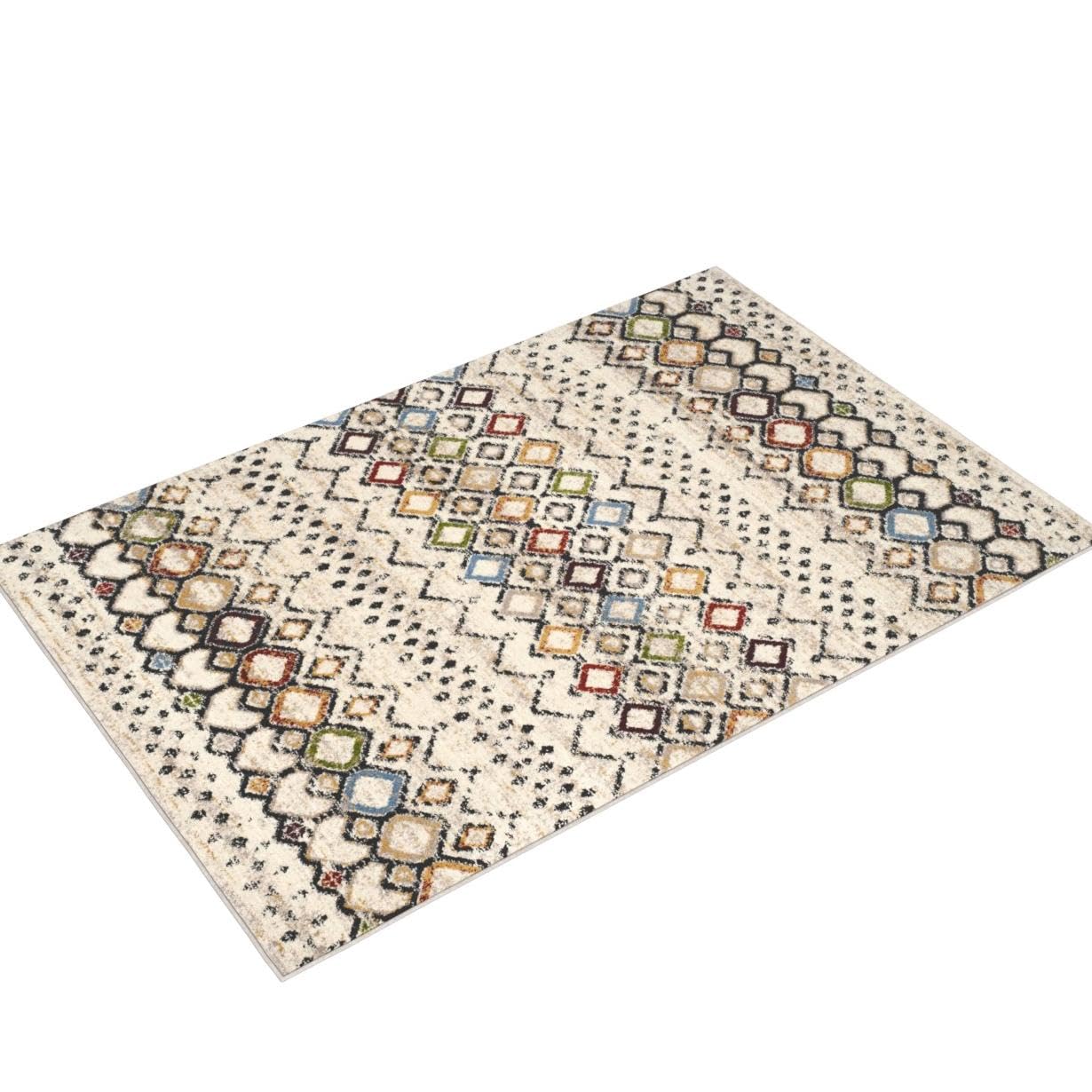 Safavieh Amsterdam Collection Accent Rug - 4' X 6', Ivory & Multi, Moroccan Boho Design, Non-Shedding & Easy Care, Ideal For Hig