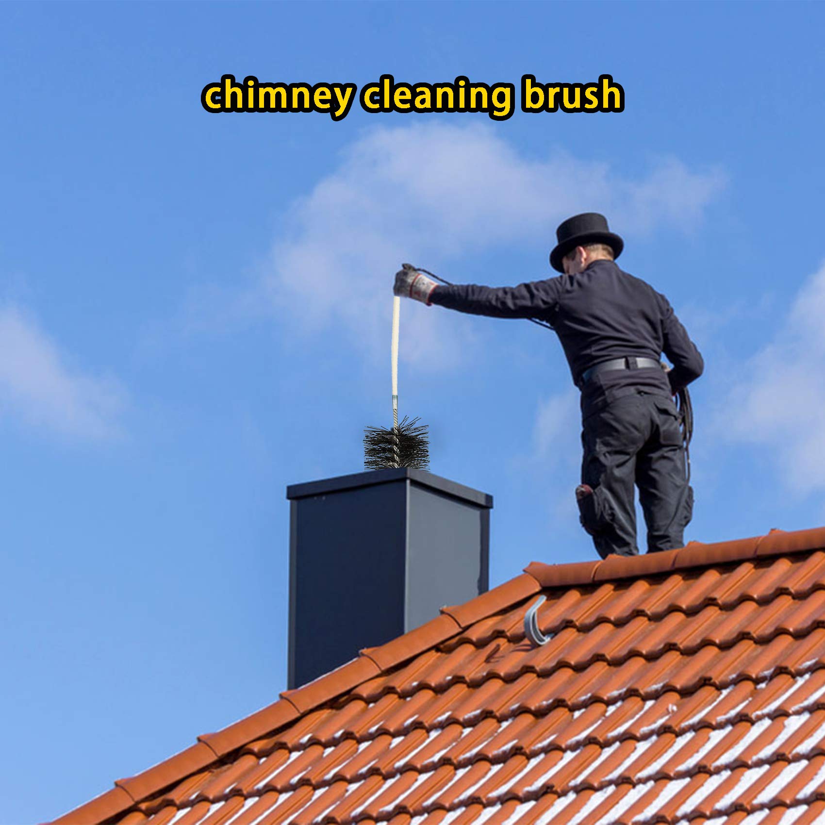 Stanbroil 6 Inch Round Chimney Cleaning Brush With 1/4' Npt Fitting For Insulated Chimneys, Stainless Steel Or Metal Stove Pipe