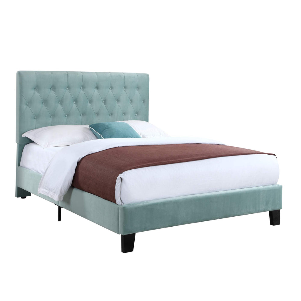 Wallace & Bay Dalton Velvet Upholstered Bed, Full, Aqua