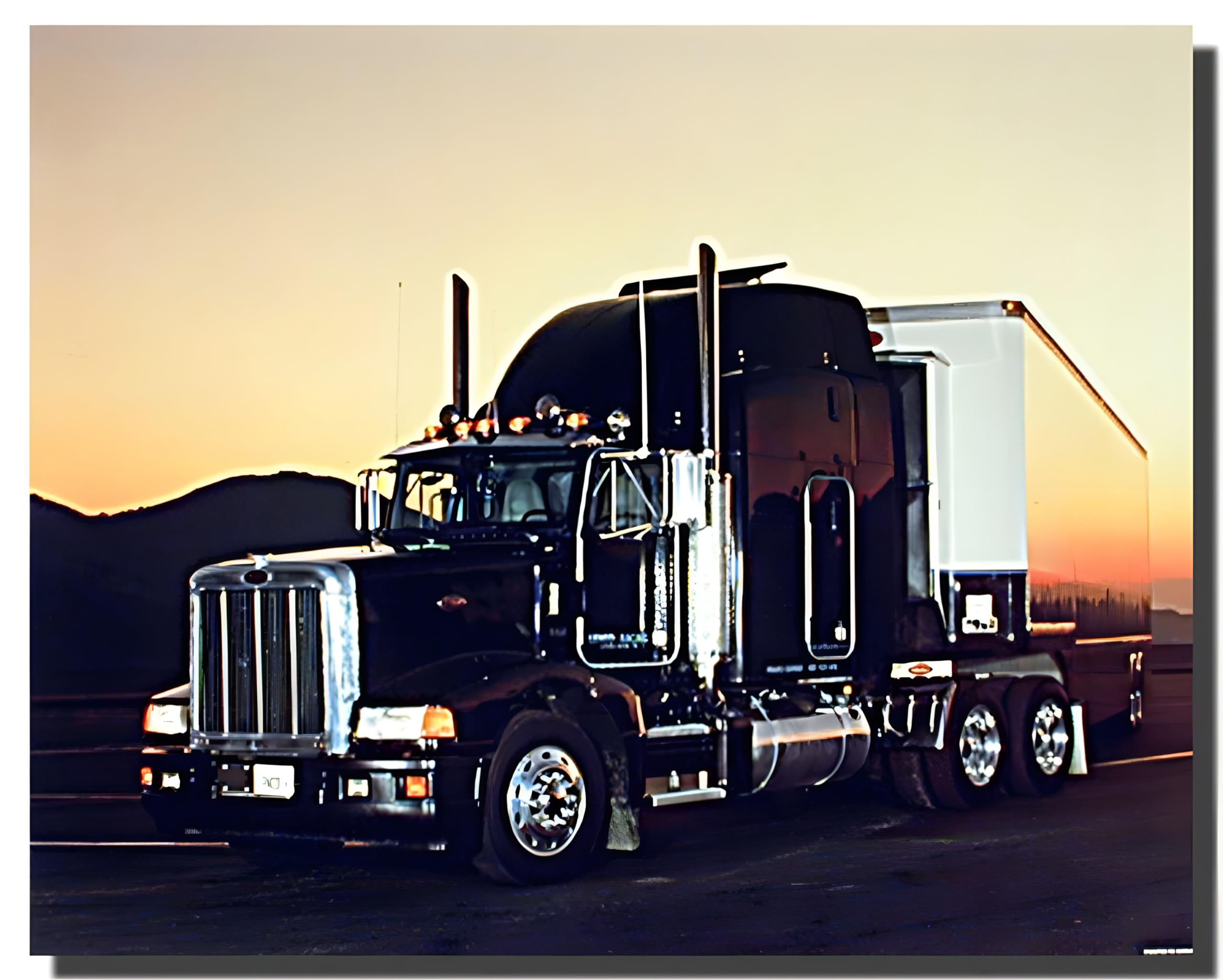 Peterbilt Semi with Trailer Big Rig Truck Wall Decor Art Print Poster (16x20)