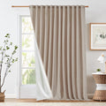 Jinchan Linen Blend Taupe Curtains 100Wx96L Inches For Living Room Extra Wide Farmhouse Rod Pocket Back Tab Light Filtering Window Drapes With Lined For Bedroom Taupe 1 Panel