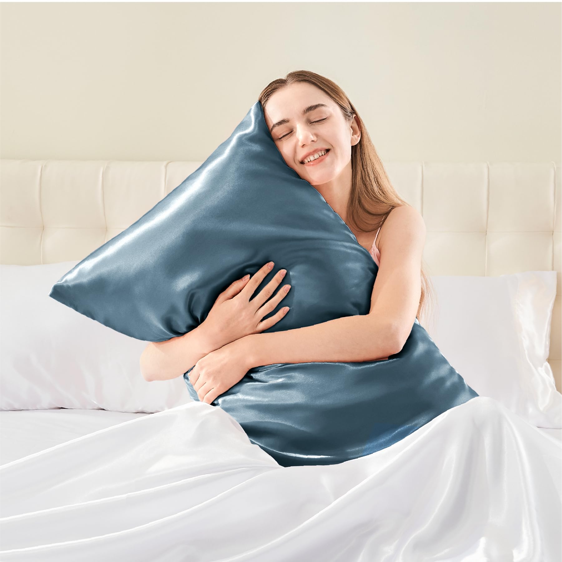 Bedelite Satin Silk Body Pillow Pillowcase For Hair And Skin, Premium And Silky Bluesteel Long Body Pillow Case Cover 20X54 With