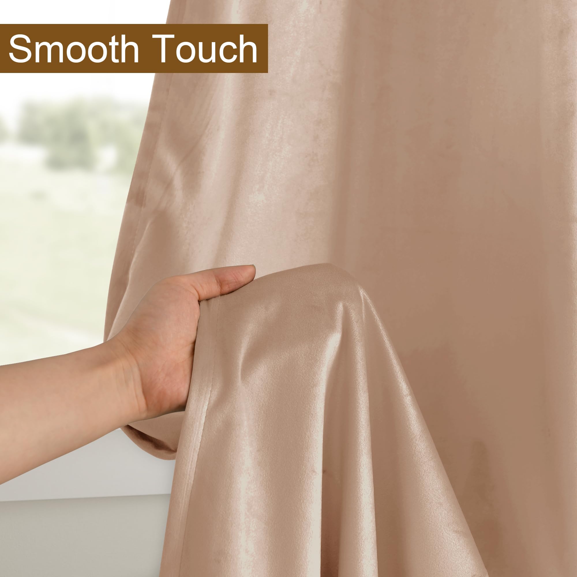 Dwcn Velvet Curtains 96 Inches Long - Elegant Tieable Grommet Curtains Warm Soft Texture Privacy Room Darkening Curtin Drapes Fo