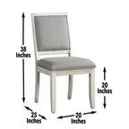 Steve Silver Upholstered Canova Side Chairs, Set of 2 Chairs, Dining, Office, or Guest Chair, Weathered White, Wood Frame, Tapered Leg, Hardwood Solids, 19.5''x24.5''x38''H, Grey/White