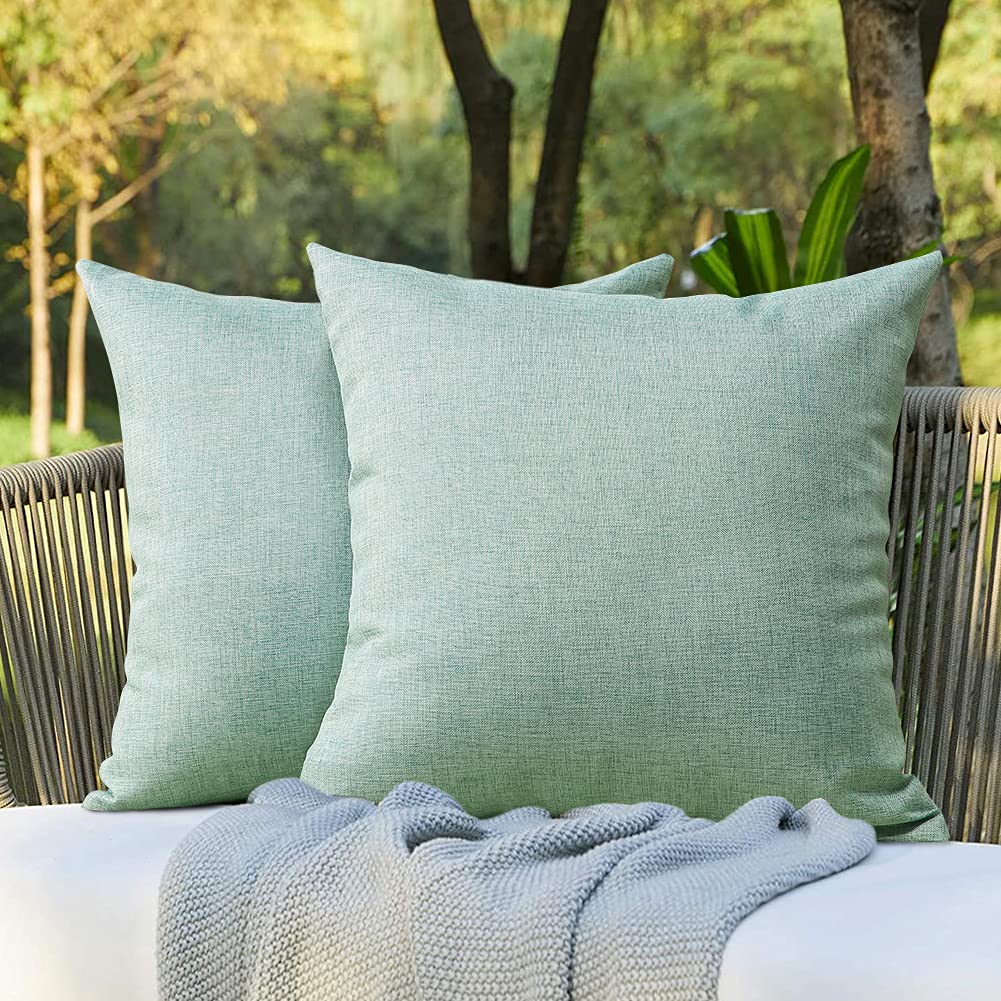 Otostar Pack Of 2 Decorative Outdoor Waterproof Throw Pillow Covers 18X18 Inch Garden Square Pillow Cases Outdoor Pillow Covers