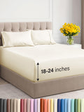 Extra Deep Pocket Cal King Sheets - 4 Piece Breathable & Cooling Bed Sheets - Hotel Luxury Bed Sheet Set - Soft, Wrinkle Free & Comfy - Easily Fits Extra Deep Mattresses - Deep Pocket Off White Sheets
