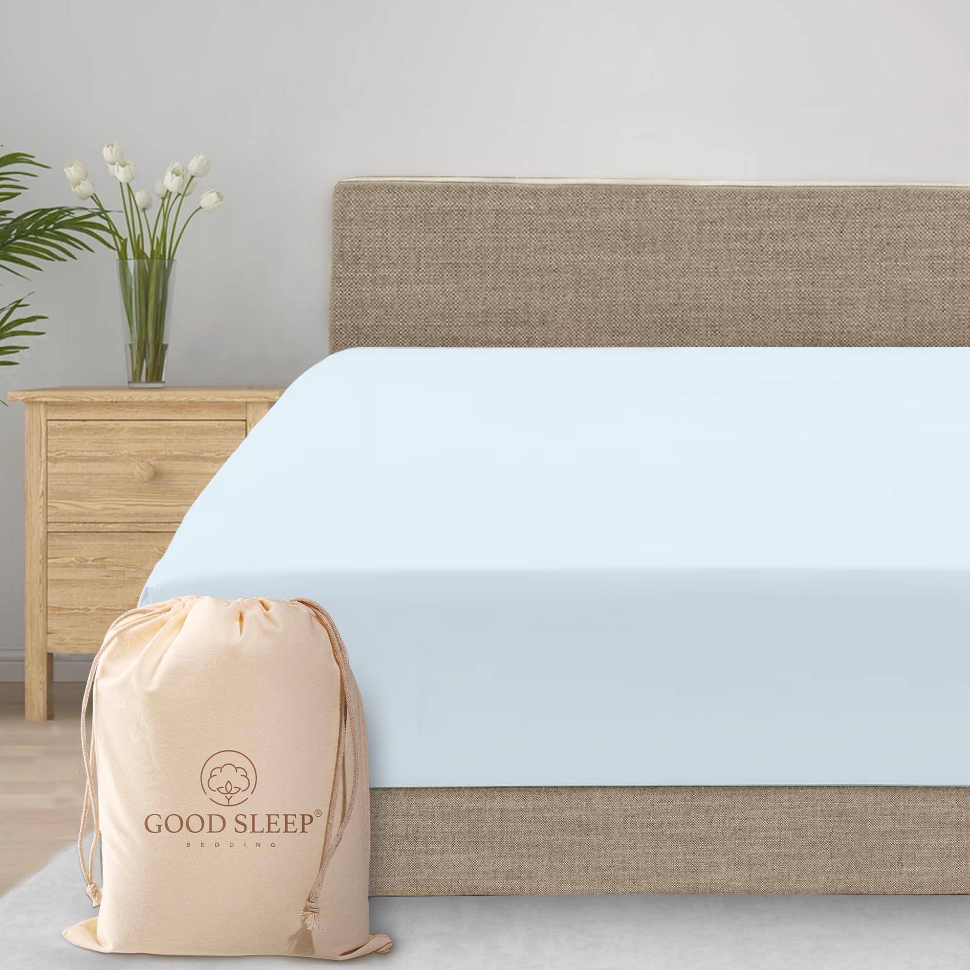 Good Sleep Bedding Queen Size Fitted Sheet Only - Soft & Breathable, Luxury 1000 Thread Count 16' Deep Pocket Queen Fitted Shee