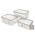 RGI Home Dog Toy Storage Baskets - Set of 3 Rectangular Metal Organizer Bins for Pet and Household Storage, Multi-Sized with Woo