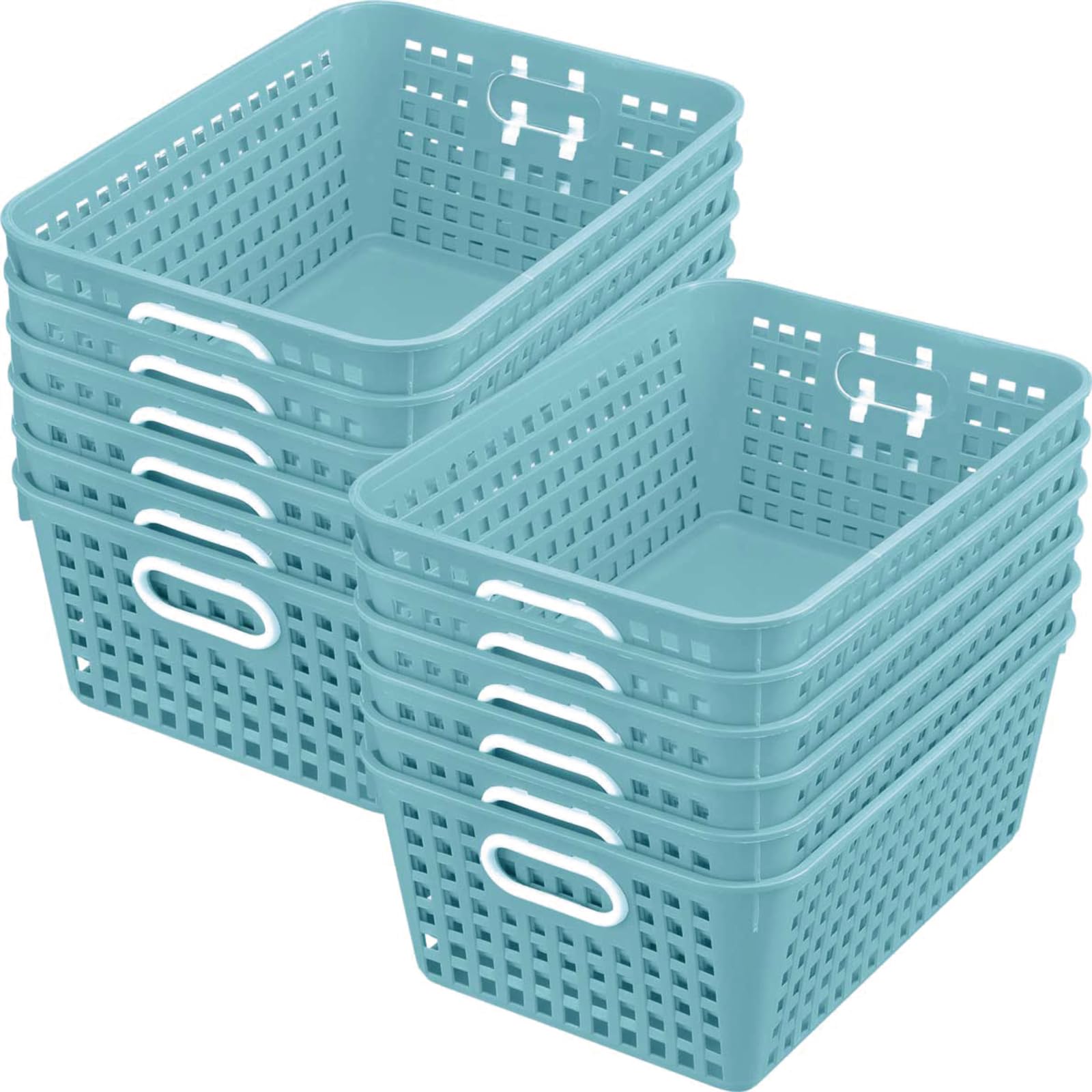 Really Good Stuff 160016WA Multi-Purpose Plastic Storage Baskets for Classroom or Home Use - Stackable Mesh Plastic Baskets with