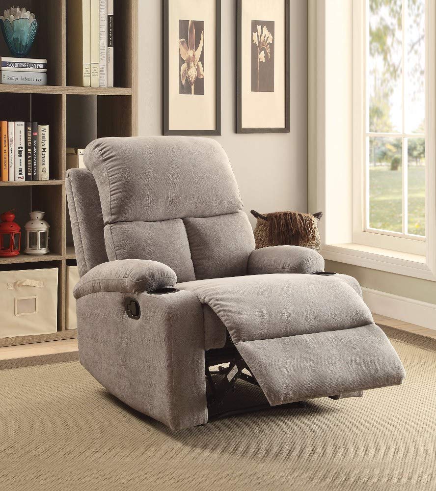 Benzara Rosia Homely Recliner Gray Linen
