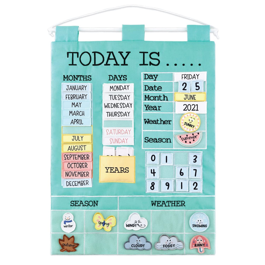 The Peanutshell Preschool Educational Wall Calendar - 53 Fabric Pieces For Months, Days, Years, Weather, & Seasons