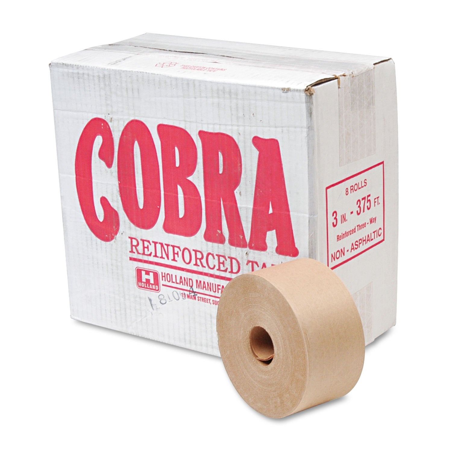 United Facility Supply 7300 Reinforced Gummed Kraft Sealing Tape, 3 X375 Ft, 8 Rolls Per Carton