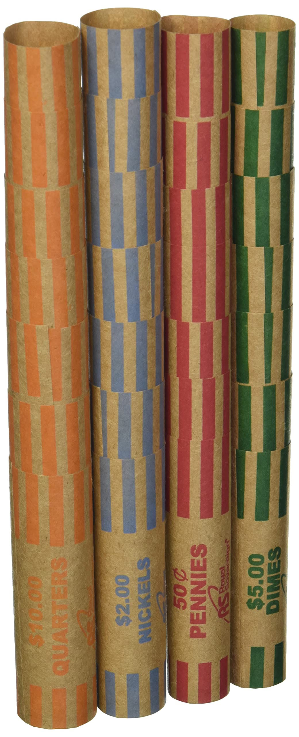 Royal Sovereign Preformed Coin Wrappers 112 Assortment Pack, 28 Pennies, 28 Nickels, 28 Dimes, And 28 Quarter Coin Wrappers (Rsw