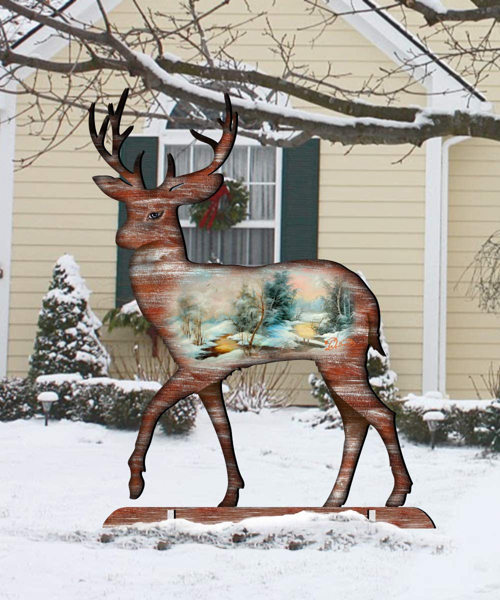 G.Debrekht 8198211-2F 32 In. Woodsy Deer Scenic Free-Standing Garden Decor