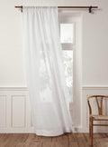 Solino Home Linen Sheer Curtain 108 Inches Long - White 100% Pure Linen European Flax Window Sheer Curtain Panel 52 X 108 Inch -
