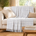 Furnofy 100% Cotton Sofa Throw | Handmade Throw  50x60 Inches (Pack of 1) (White Button)