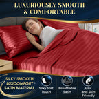 Decolure Striped Satin Sheets Set King 4Pc - Comfy Luxury Silk Feel Satin Sheets King - Elegant Silky Soft King Size Satin Bed S