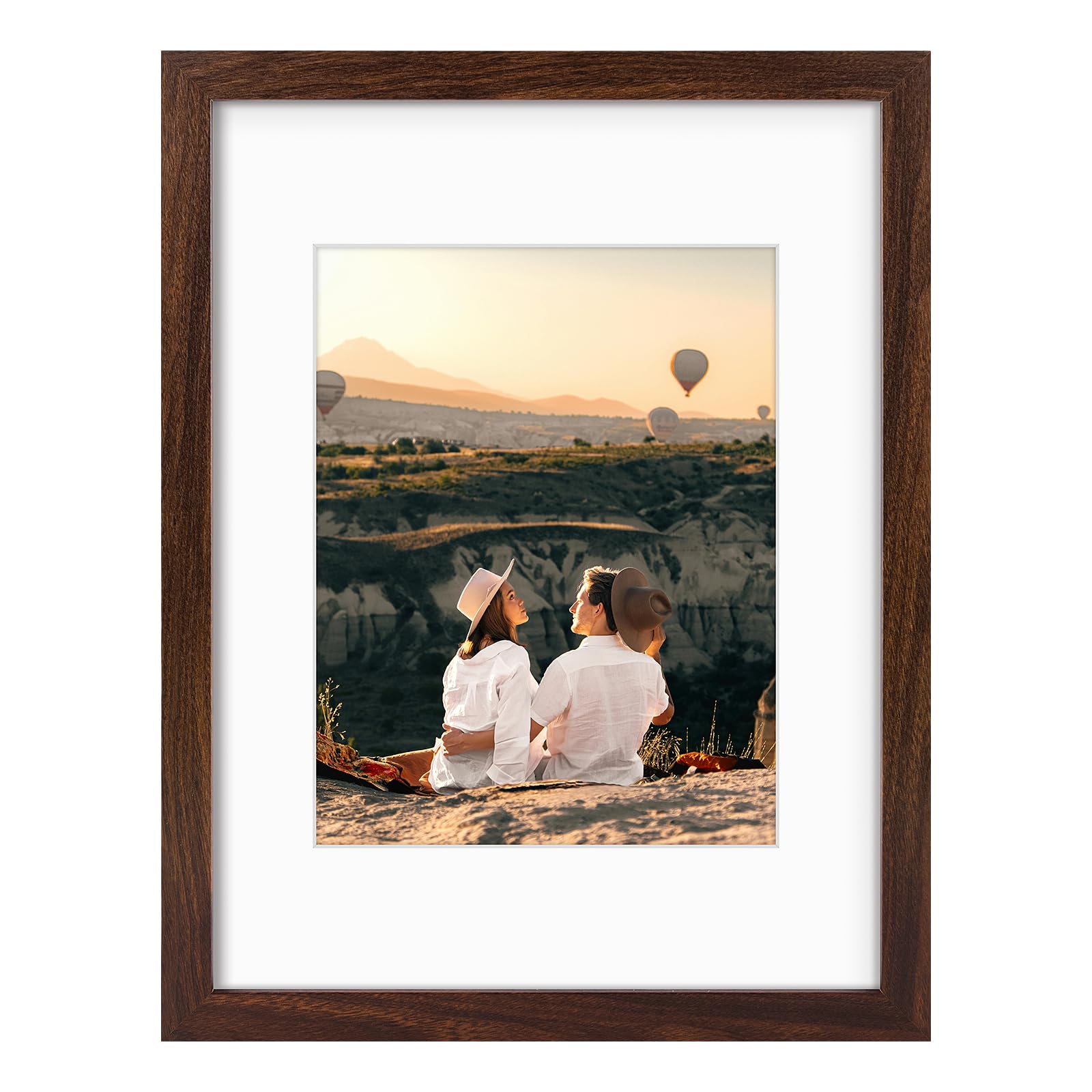 Golden State Art, 12x16 Picture Frame with Mat for 8.5x11 Picture or 12x16 inch Without Mat, Wall Mounting (Dark Brown, 1 Pack)