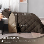 Downluxe Twin Comforter Set - Brown And Tan Twin Comforter, Soft Bedding Comforter Sets For All Seasons, Twin Bed Comforter Set - 2 Pieces - 1 Comforter (66'X92') And 1 Pillow Sham(20'X26')