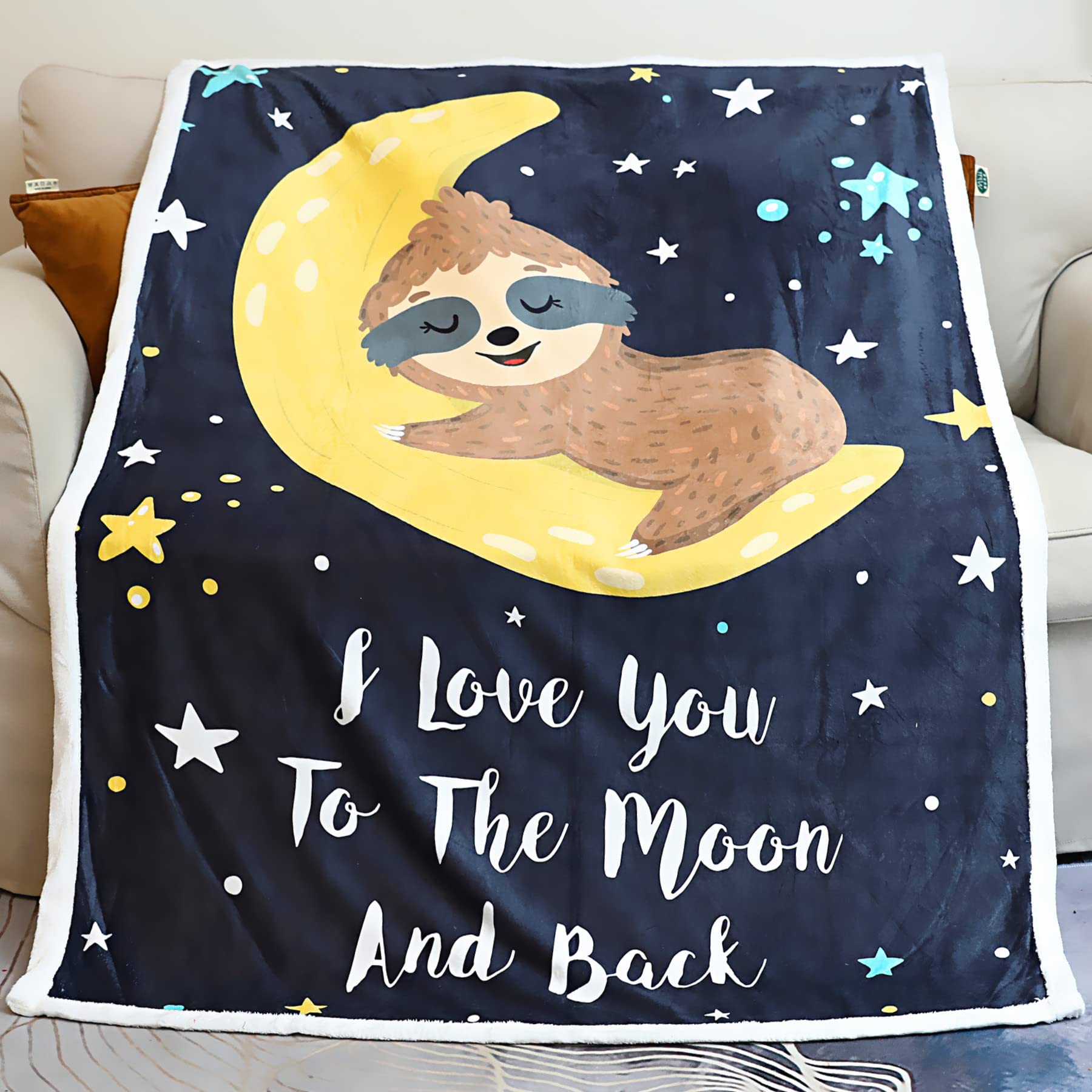 Zevrez Sloth Blanket I Love You To The Moon And Back Blanket Sloth Gifts For Women Girls Sloths Printed Throw Cute Fleece Blanke