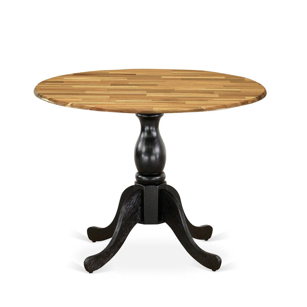 East West Furniture Dst-Nbk-Tp Dublin Kitchen Dining Table - A Round Wooden Table Top With Dropleaf & Pedestal Base, 42X42 Inch, Multi-Color