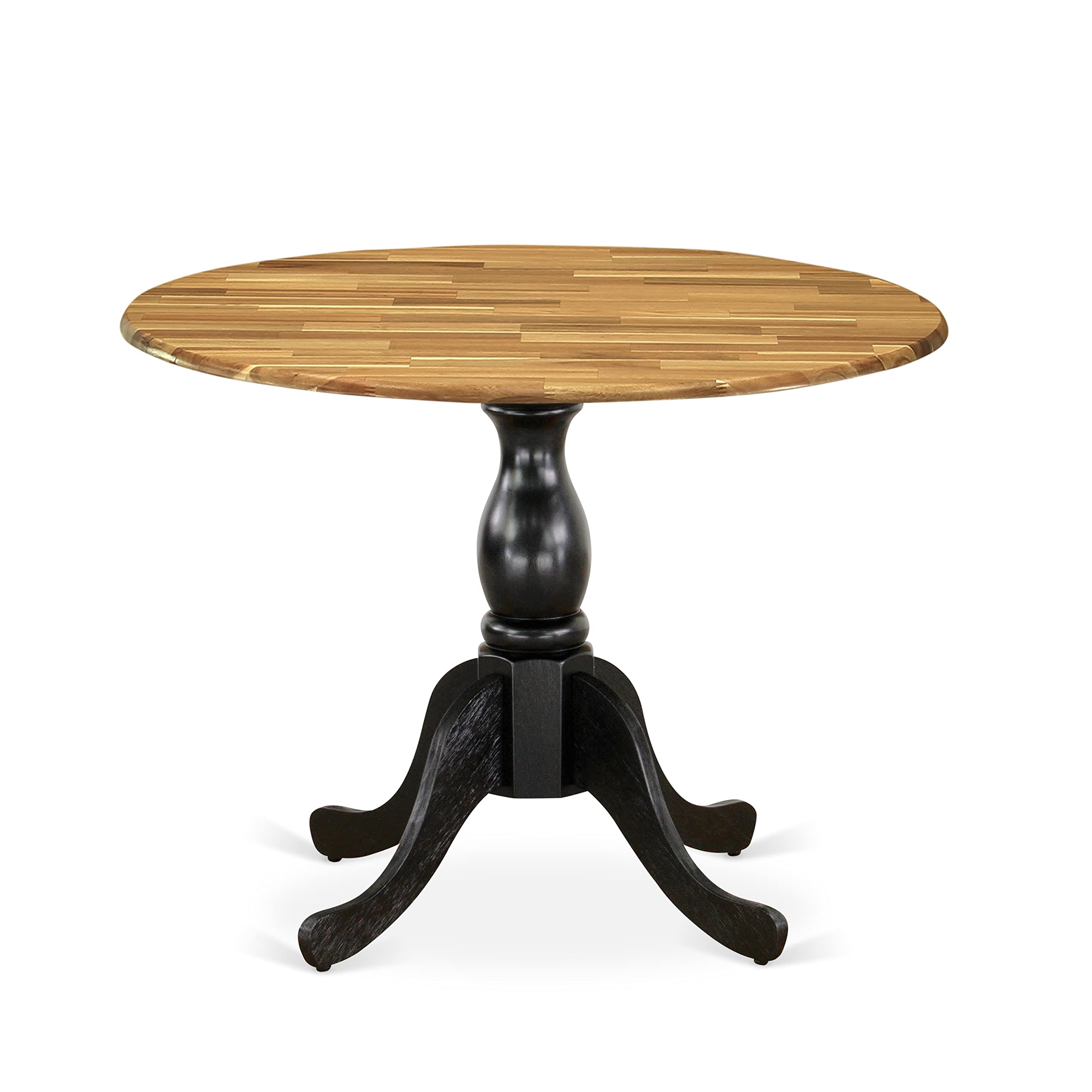 East West Furniture Dst-Nbk-Tp Dublin Kitchen Dining Table - A Round Wooden Table Top With Dropleaf & Pedestal Base, 42X42 Inch, Multi-Color