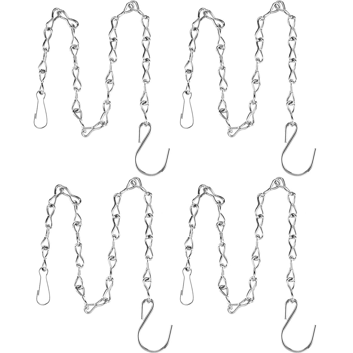 Outus Hanging Chain For Hanging Bird Feeders, Birdbaths, Planters And Lanterns, 4 Pack (19.7 Inch, Silver)