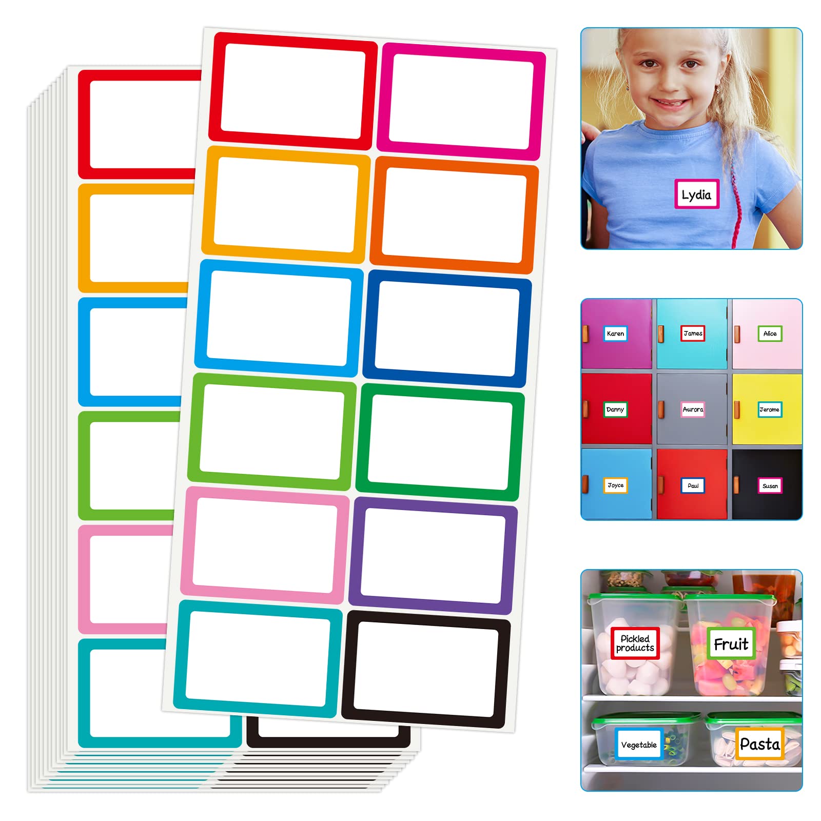 540 Pcs 12 Colors Name Tags Stickers, 2'X3'Plain Name Tag Labels Colored Blank Name Stickers For School Office Home Clothes An