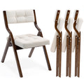 HOMEFUN Folding Chairs with Cushion, Wooden Padded Foldable Chair 4 Pack, Portable and Assembled Seat for Guests Kitchen Office 