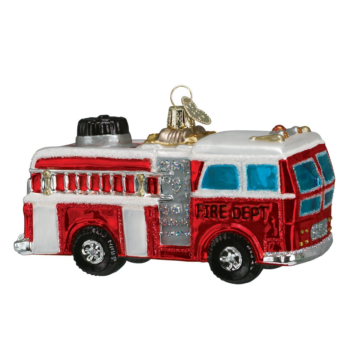 Old World Christmas Ornaments: Fire Truck Glass Blown Ornaments for Christmas Tree