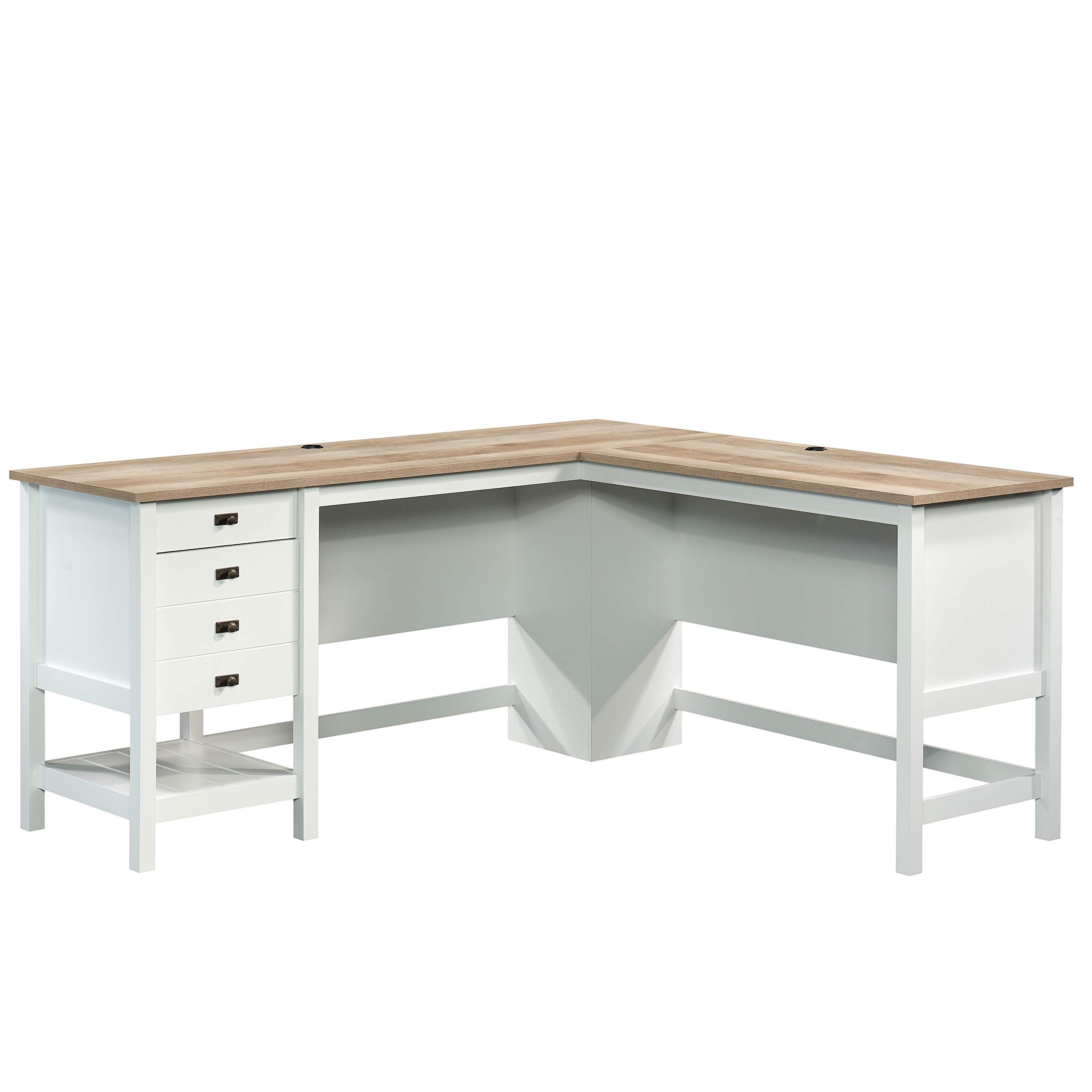 Sauder Cottage Road L Shaped Desk Computer Desk with Drawers, Home Office Desk with Optional File Cabinet Storage, Cable Managem