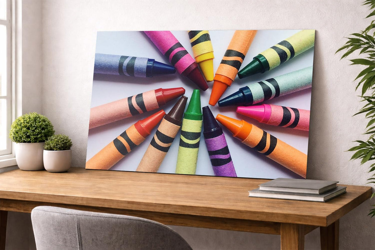 DesignSkinz Wall Art | HD Metal Prints | Home Decor for Living Room, Bedroom, Office, Study, Shelf (24x16inch)  Color Crayons
