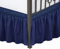 Biscaynebay Wrap Around Bed Skirts With Split Corners For Queen Beds 17' Drop, Navy Elastic Dust Ruffles Easy Fit Wrinkle & Fade Resistant Silky Luxurious Fabric Solid Machine Washable