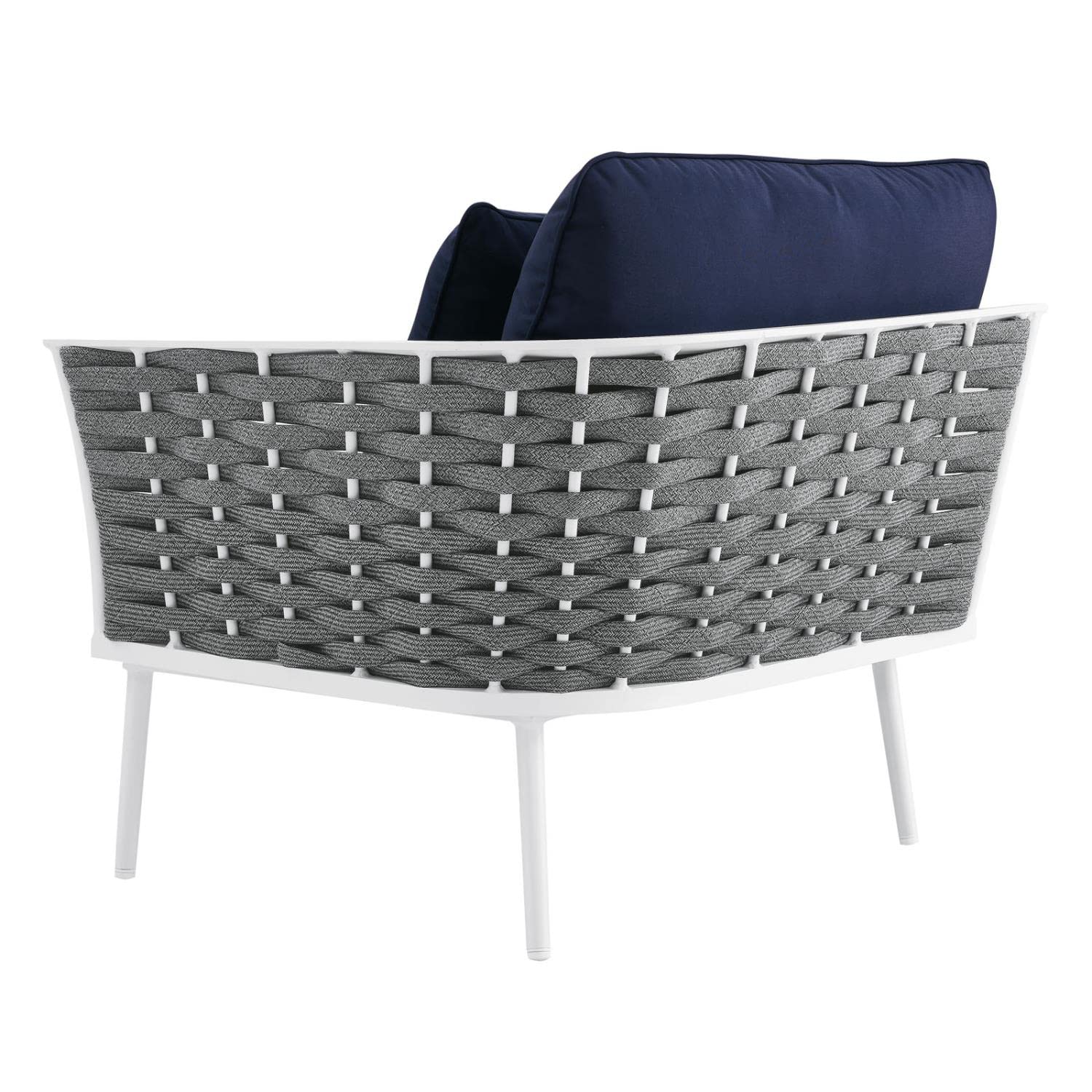 Modway Stance Modern Fabric & Aluminum Outdoor Right-Facing Armchair In Navy