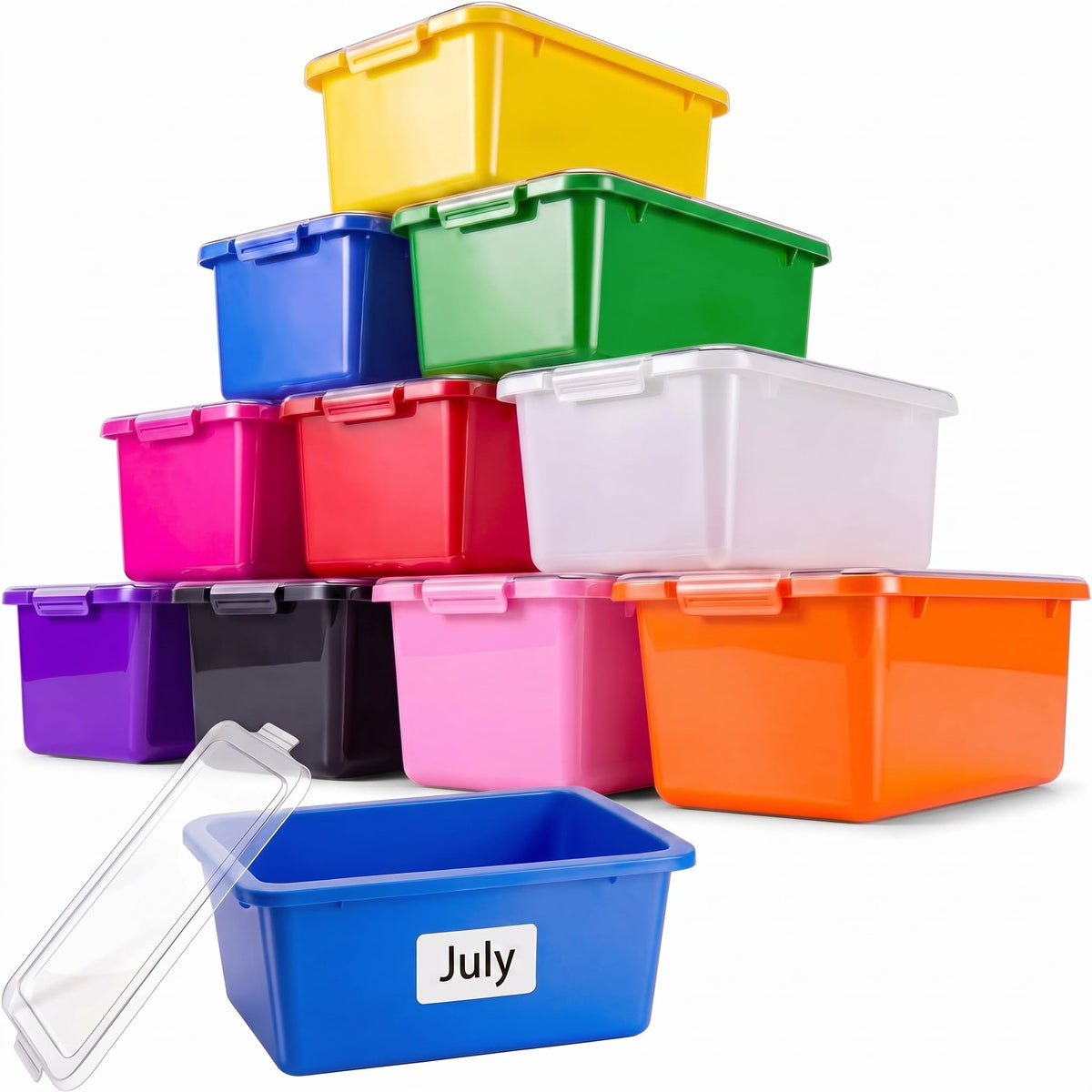 Ferrochef 10 Pcs Classroom Storage Cubby Bins with Latching Lid,Candy
